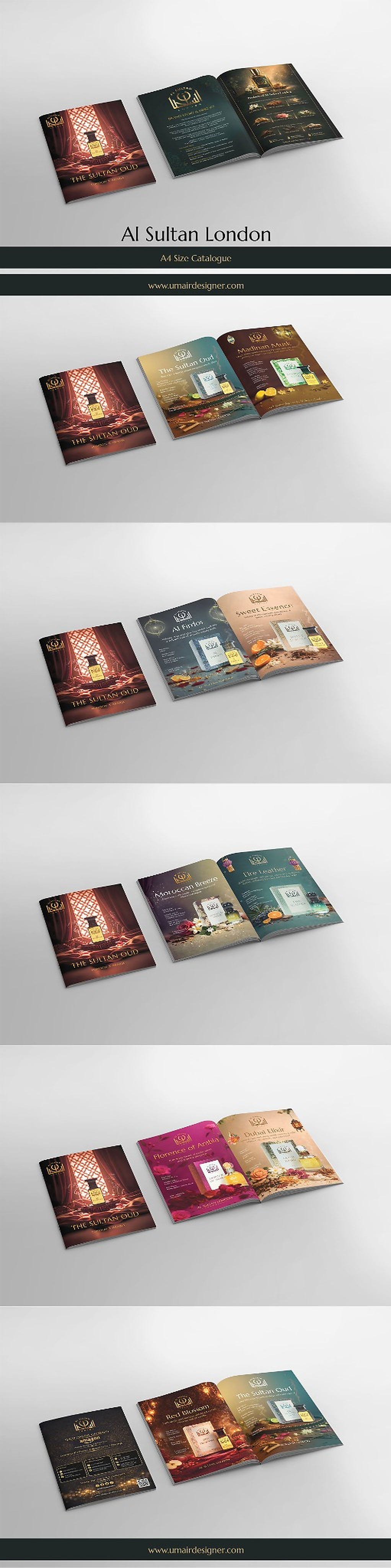 Complete Al Sultan London A4 perfume catalogue design case study