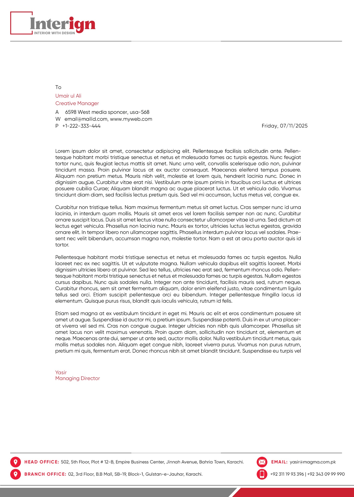 Interign letterhead stationery design